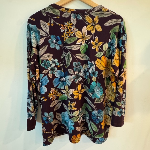 Johnny Was Floral Bamboo Blend Top Purple Multi Size S - Retail $225 (runs big) - Picture 3 of 6